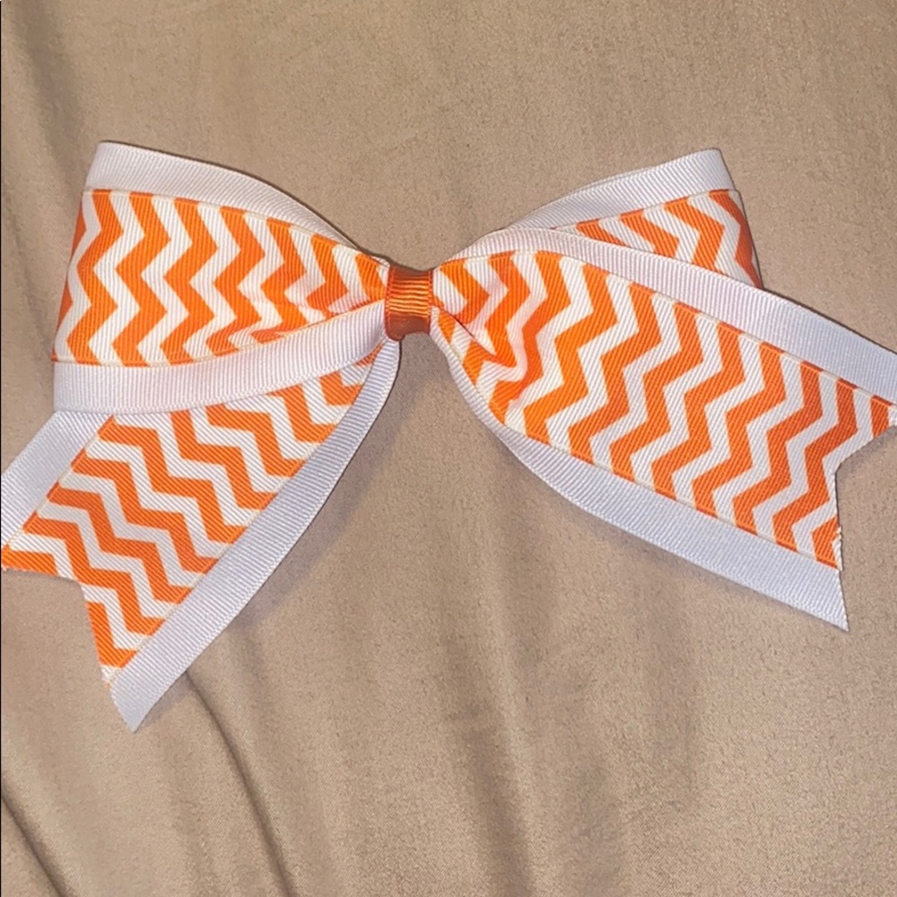 White/Orange Cheerleading hair bow